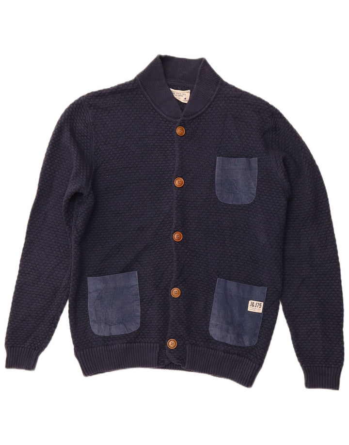 JACK & JONES Maglione cardigan da uomo grande in cotone blu navy