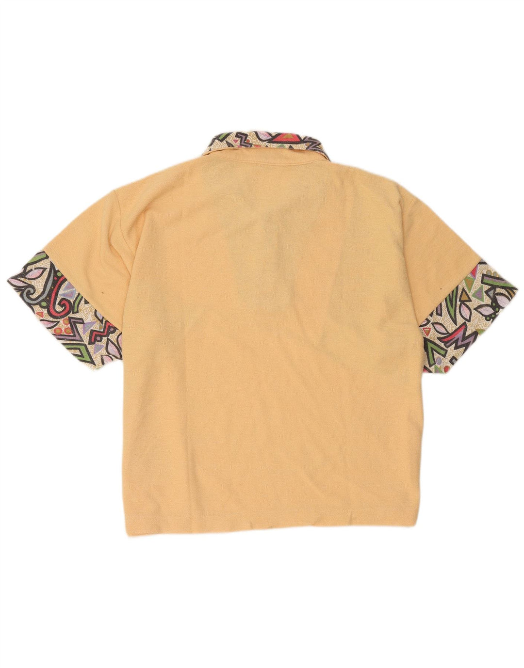 Polo vintage da uomo in poliestere geometrico giallo medio