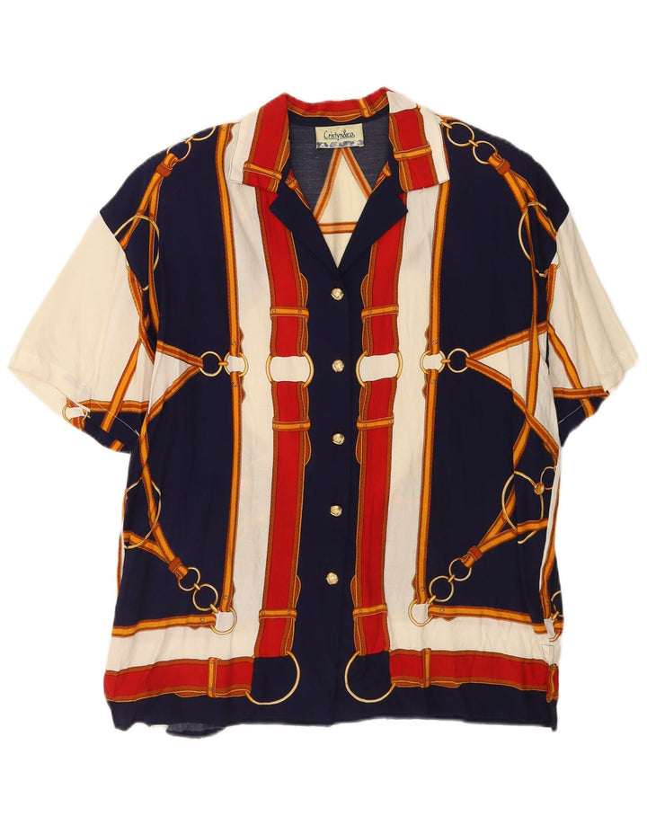 Camicetta camicia da donna con motivo astratto VINTAGE UK 18 XL multicolore