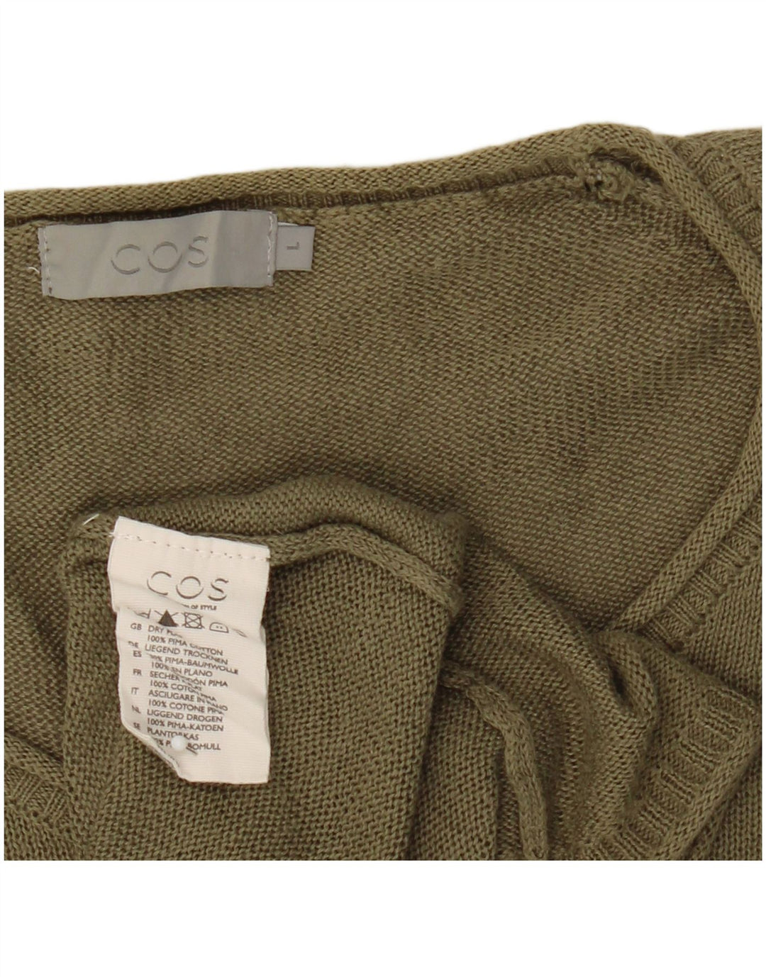 Cos Uomo Maglione Girocollo Maglione Grande Cotone Kaki