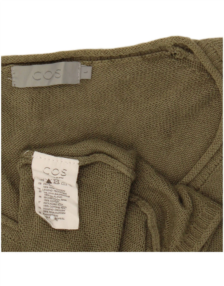 Cos Uomo Maglione Girocollo Maglione Grande Cotone Kaki