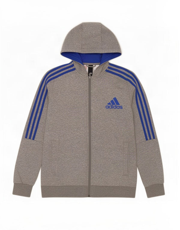 Felpa con cappuccio e zip Adidas da bambino 13-14 anni in cotone grigio
