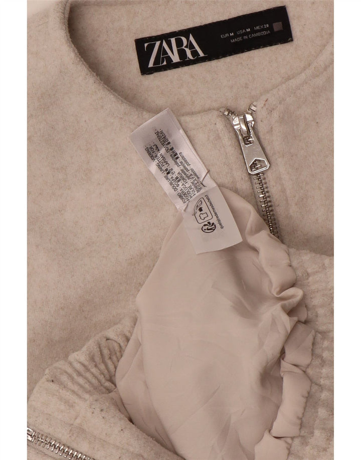 Giubbotto bomber corto da donna Zara UK 14 Poliestere grigio medio
