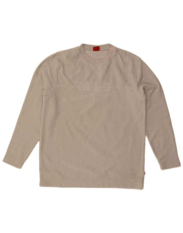 MUSTANG Mens Graphic Sweatshirt Jumper Large Beige Cotton