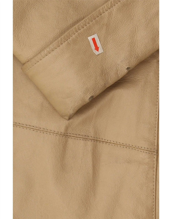 Cappotto in pelle vintage da donna EU 50 3XL Beige classico