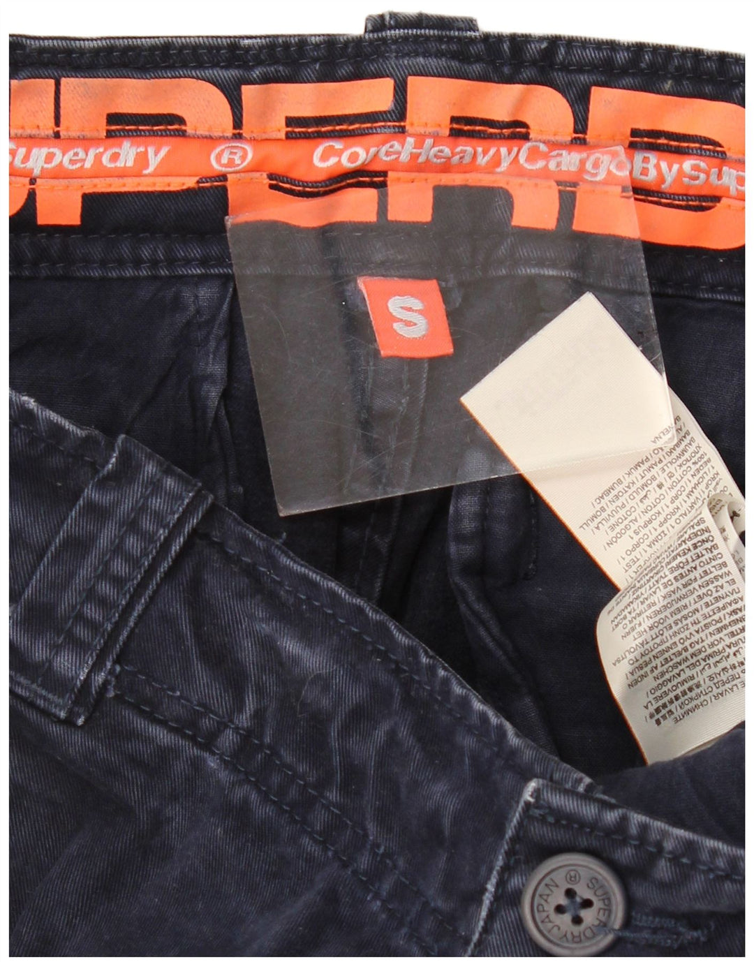 Pantaloncini cargo da uomo SUPERDRY piccoli W29 in cotone blu navy