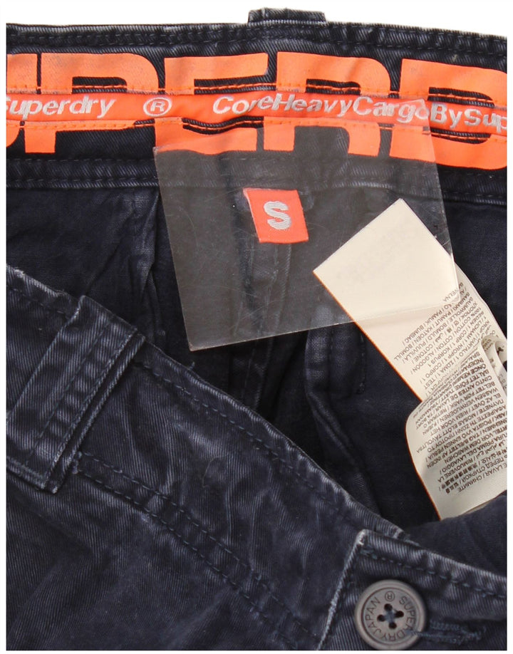 Pantaloncini cargo da uomo SUPERDRY piccoli W29 in cotone blu navy