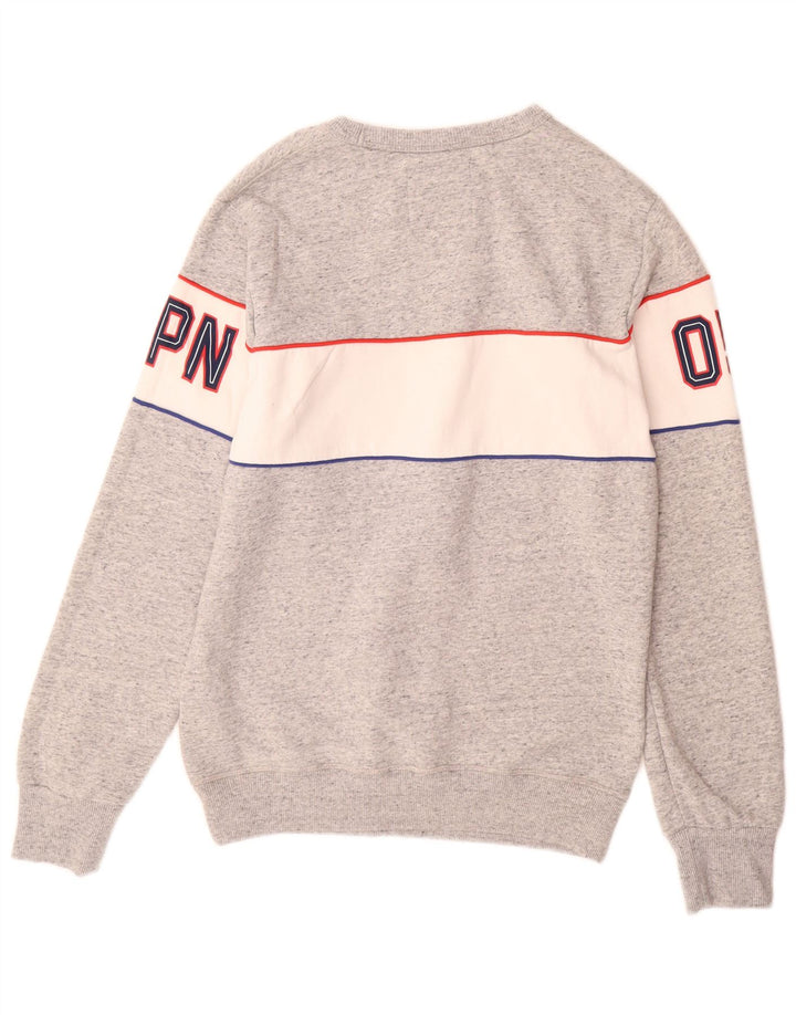 SUPERDRY Felpa con grafica da uomo Maglione grande in cotone color block grigio