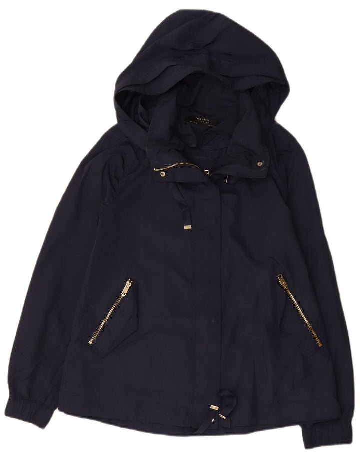 Giubbotto bomber con cappuccio da donna Zara UK 16 grande poliestere blu navy
