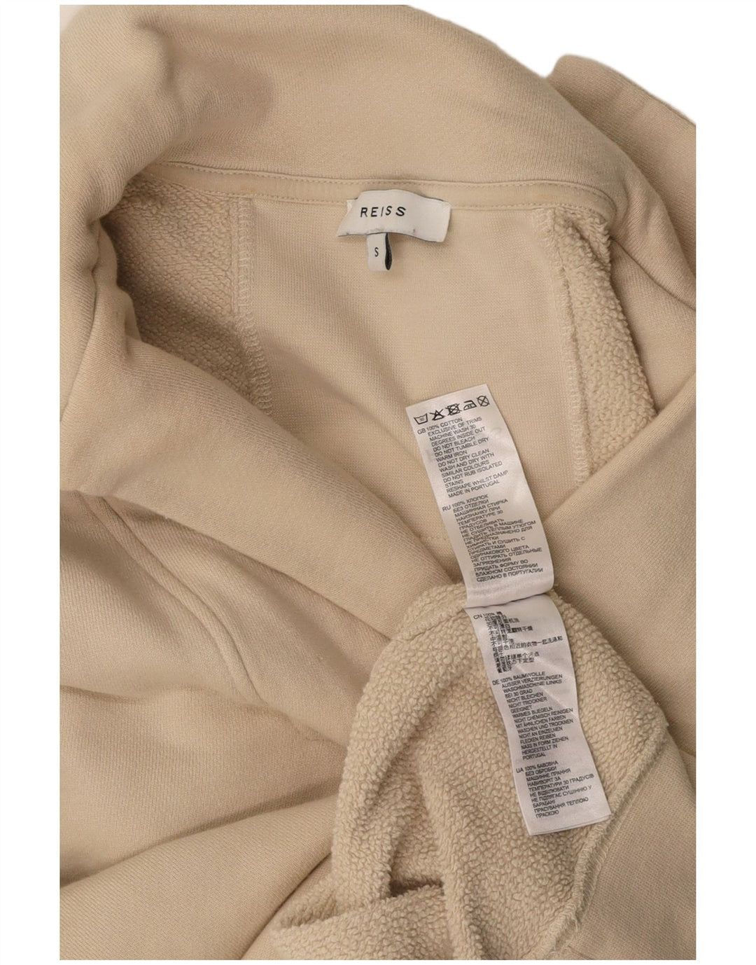 REISS Felpa da uomo con collo alto Maglione piccolo in cotone beige