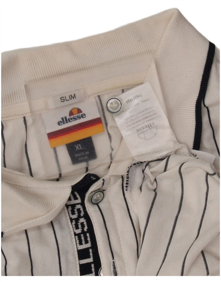 Polo Ellesse da uomo slim XL in cotone a righe bianche