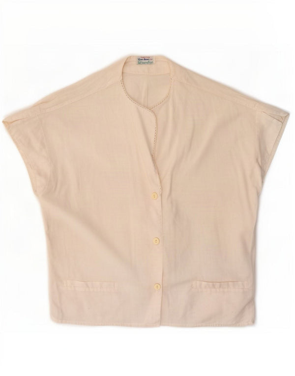 Camicia a maniche corte da donna Benetton Camicetta UK 14 Cotone bianco medio