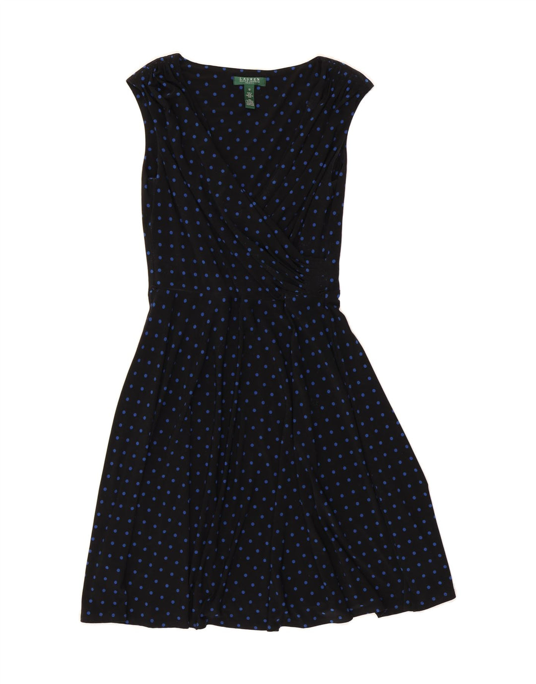RALPH LAUREN Womens A-Line Dress US 10 Large Black Polka Dot Polyester Vintage Ralph Lauren and Second-Hand Ralph Lauren from Messina Hembry 