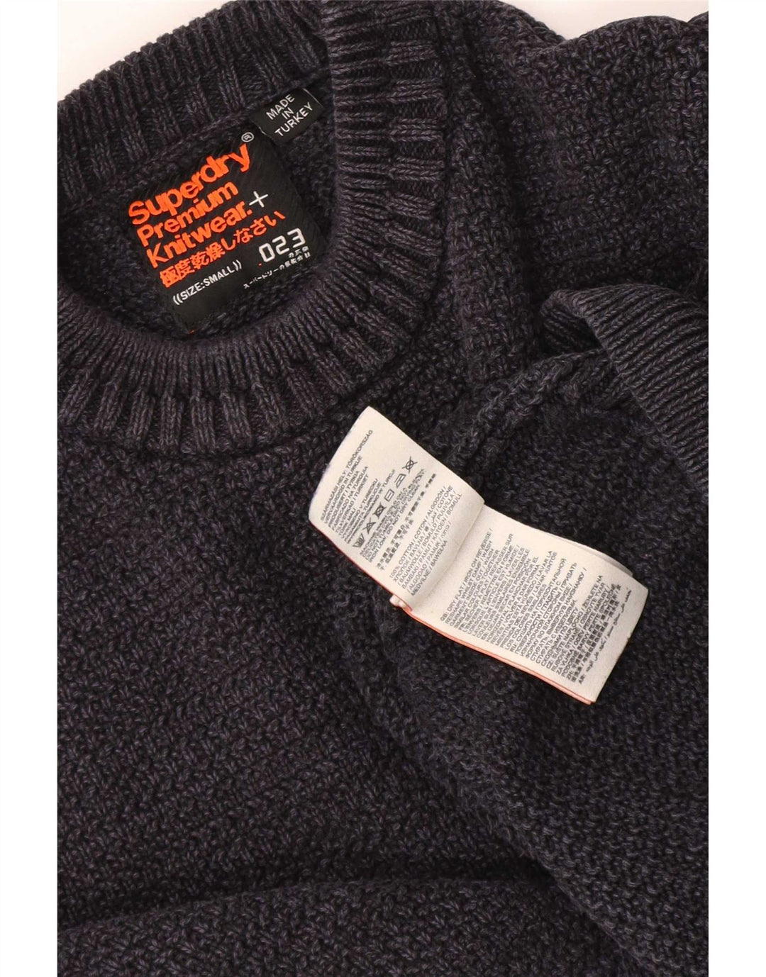 Maglione maglione girocollo da uomo Superdry piccolo in cotone blu navy