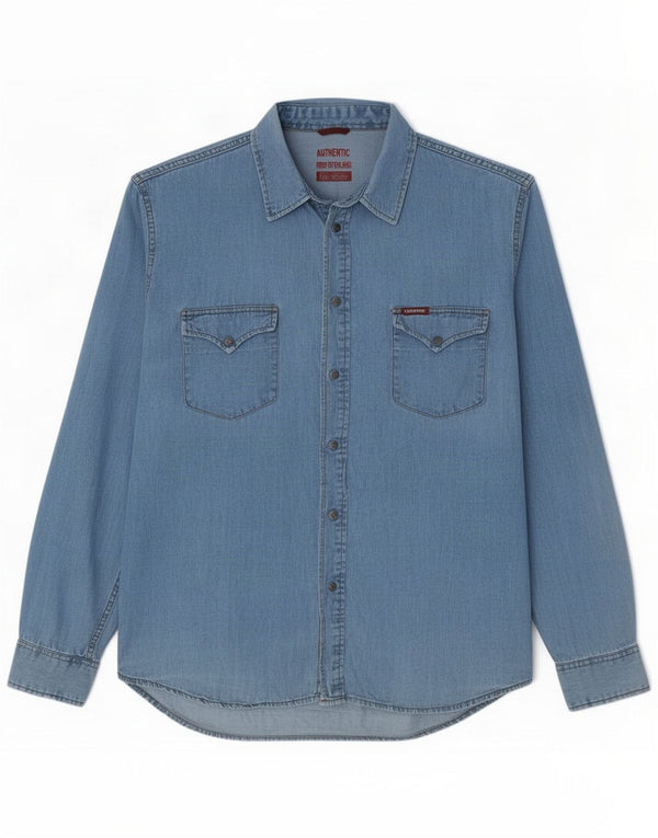 Camicia in denim vestibilità regolare da uomo Carrera XL in cotone blu