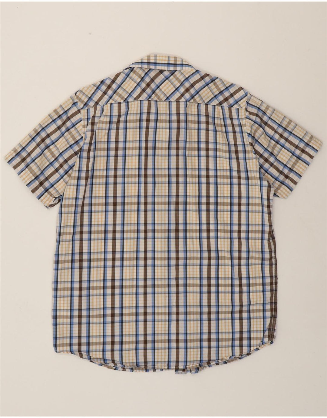 BEN SHERMAN Camicia a maniche corte da uomo in cotone a quadri multicolore grande