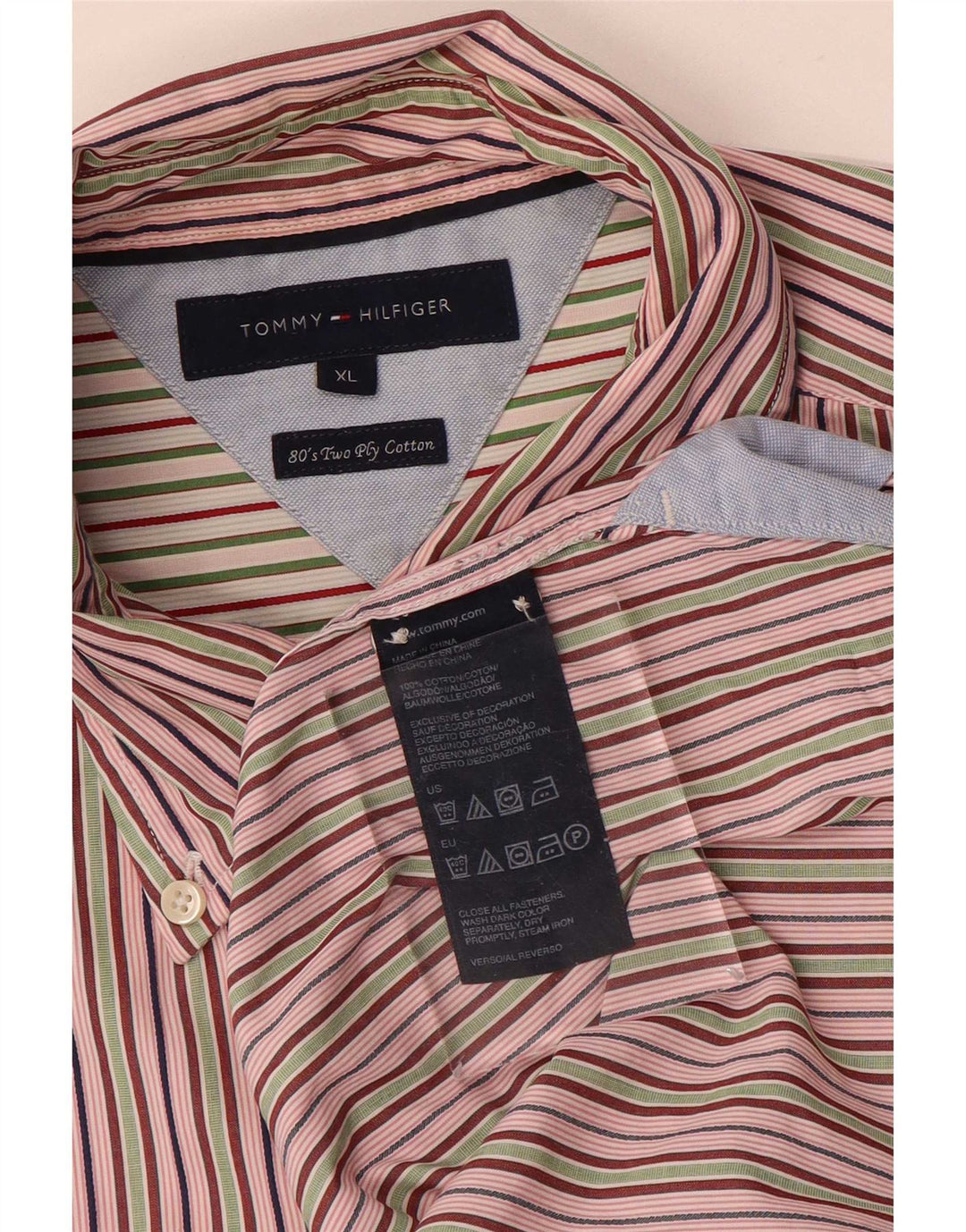 Tommy Hilfiger Mens Shirt XL Multicoloured Pinstripe Cotton