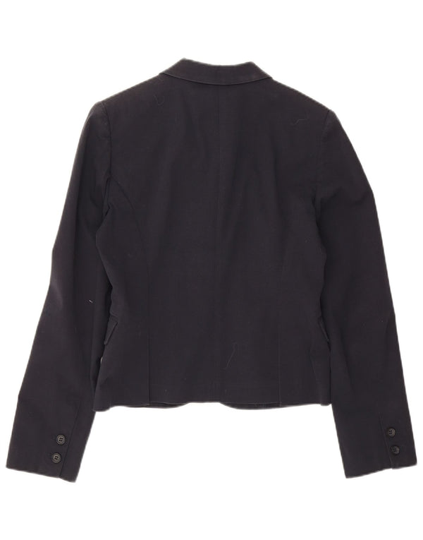 Giacca blazer a 3 bottoni corta da donna Stefanel EU 38 cotone medio blu navy