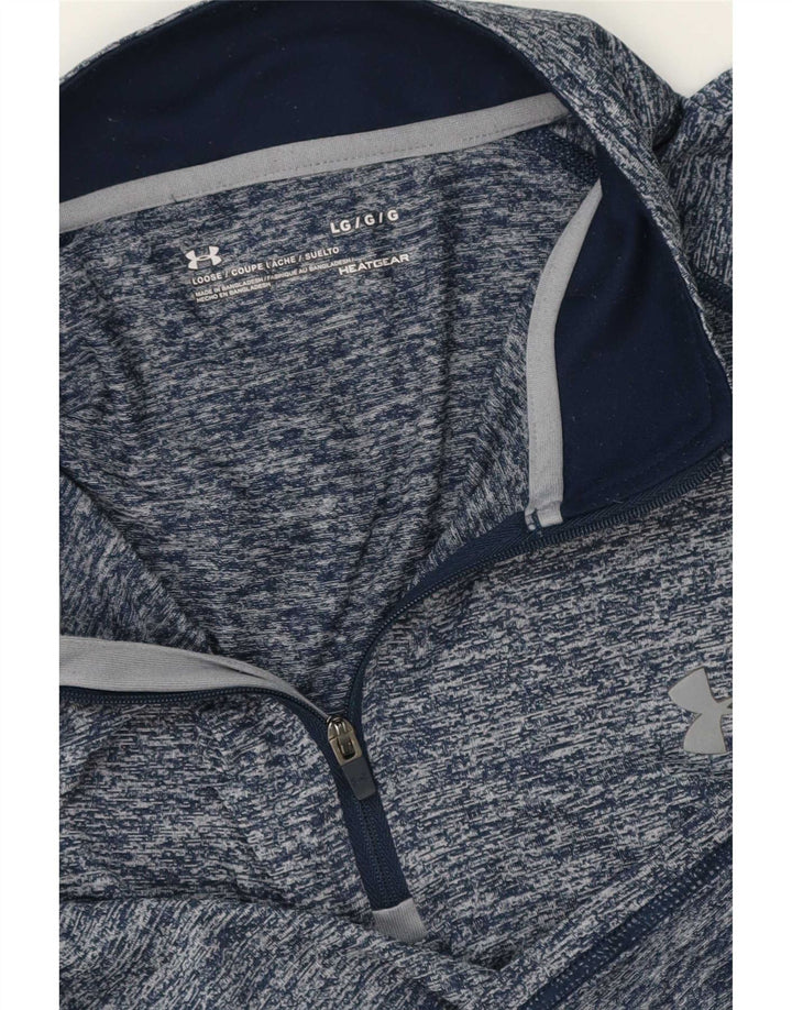 Under Armour Uomo Heat Gear Pullover Tuta da ginnastica Top Large Blu screziato