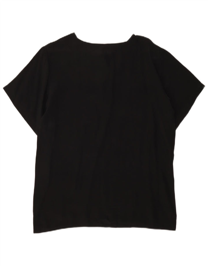 Camicetta vintage da donna Top UK 16 grande seta nera