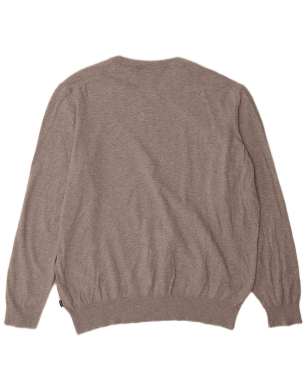Hugo Boss Maglione da uomo con scollo a barca 2XL Cotone screziato grigio