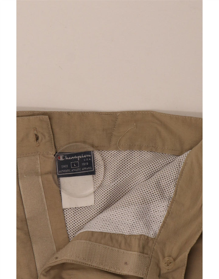 Pantaloncini da bagno da uomo Champion a righe beige grandi