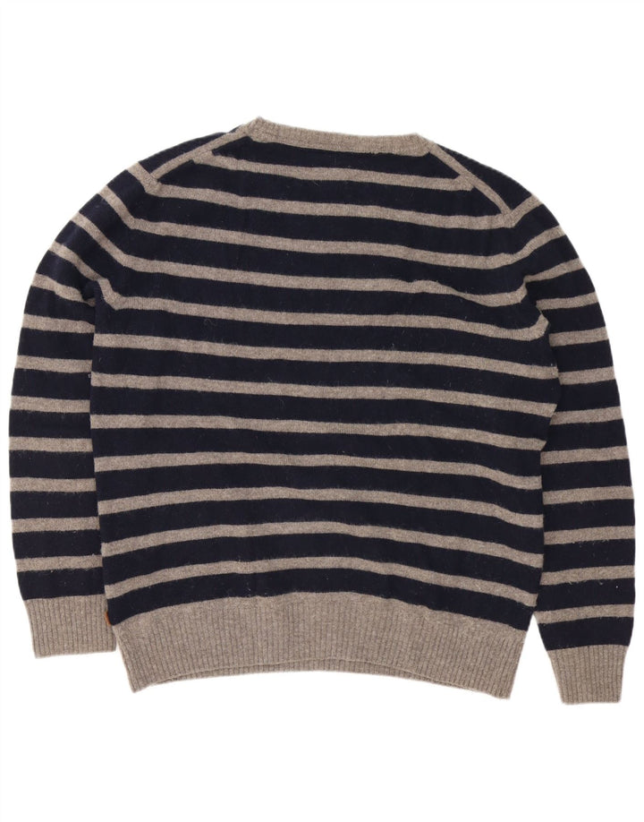Marlboro Classics Maglione da uomo con scollo a barca, maglione a righe grandi blu navy