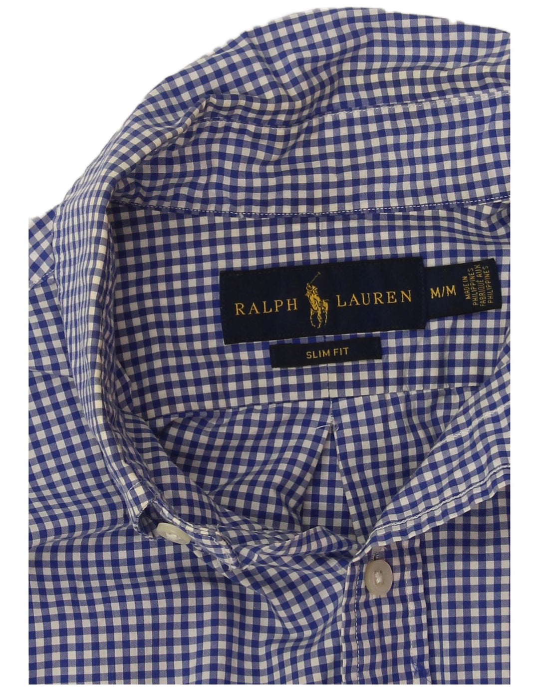 Camicia slim fit da uomo Ralph Lauren in cotone a quadretti blu medio