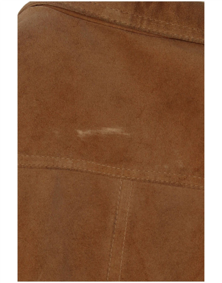 Giacca in pelle scamosciata da donna Barone UK 10 piccola in pelle beige