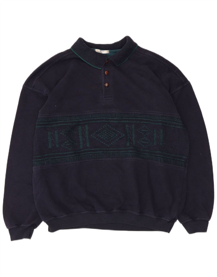 Felpa da uomo Marks & Spencer, maglione grande, blu navy, a rombi/diamante