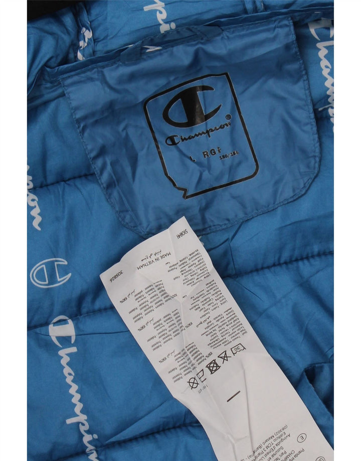 Giacca imbottita con cappuccio CHAMPION per ragazzi 11-12 anni, grande, in poliestere blu