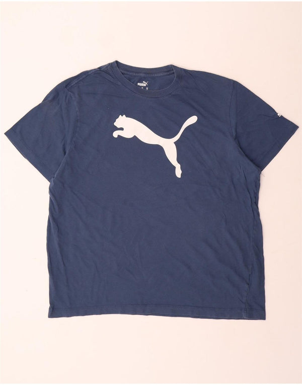 T-shirt grafica da uomo PUMA Top XL in cotone blu