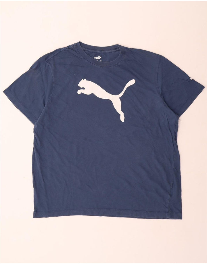 T-shirt grafica da uomo PUMA Top XL in cotone blu