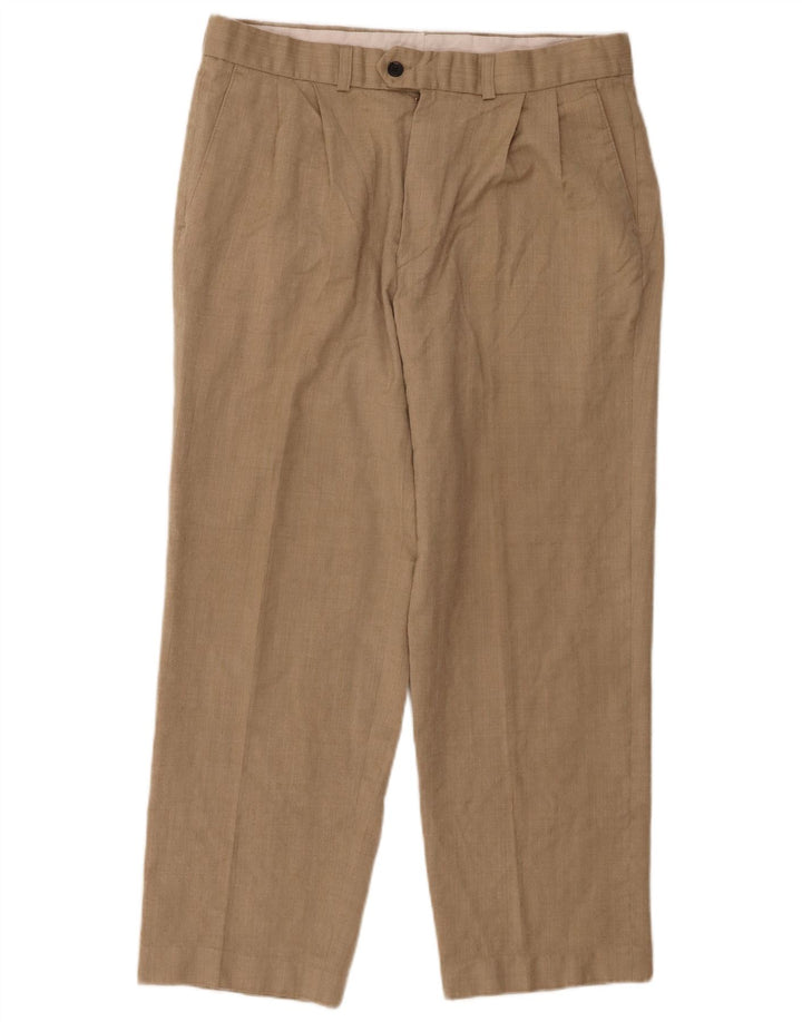 Pantaloni da abito con pegged Marks & Spencer da uomo St. Michael Crop W32 L26 Beige