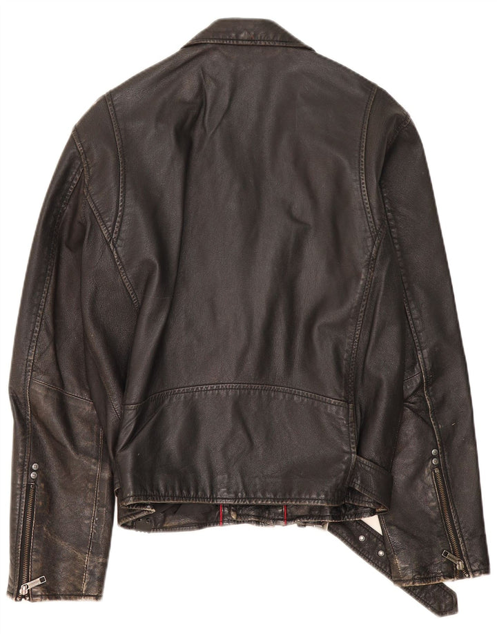 Giacca da motociclista in pelle da uomo S.Oliver UK 40 Large in pelle nera