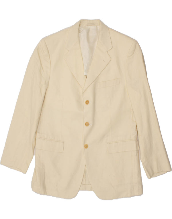 PIERRE CARDIN Mens 3 Button Blazer Jacket IT 50 Large Beige Linen