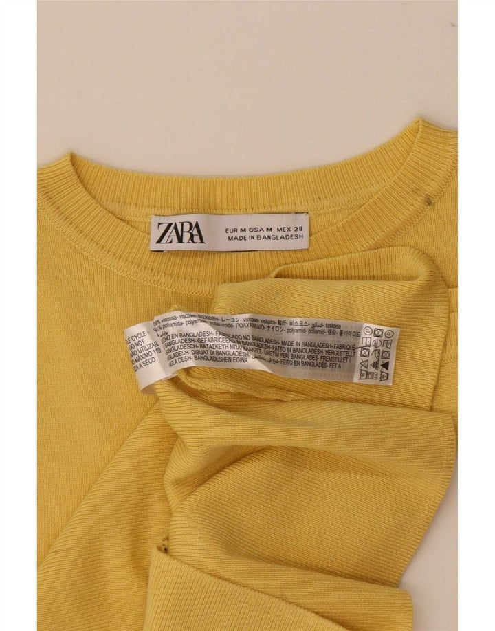 Canotta corta da donna Zara UK 12 viscosa gialla media