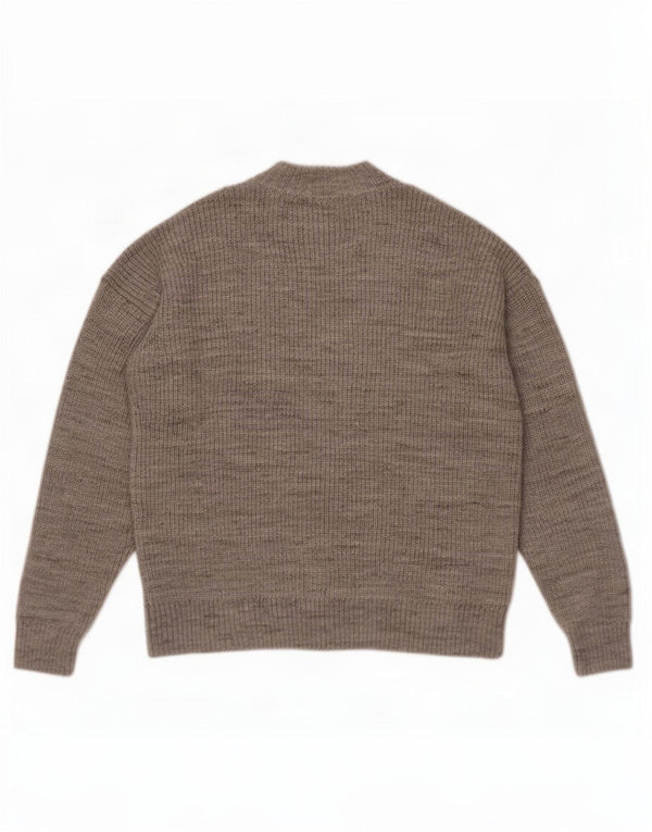 Maglione da donna Marks & Spencer con zip e collo UK 14 grande acrilico grigio