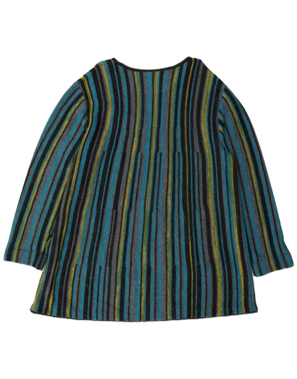 Abito maglione vintage da donna a maniche lunghe UK 16 grandi righe multicolori