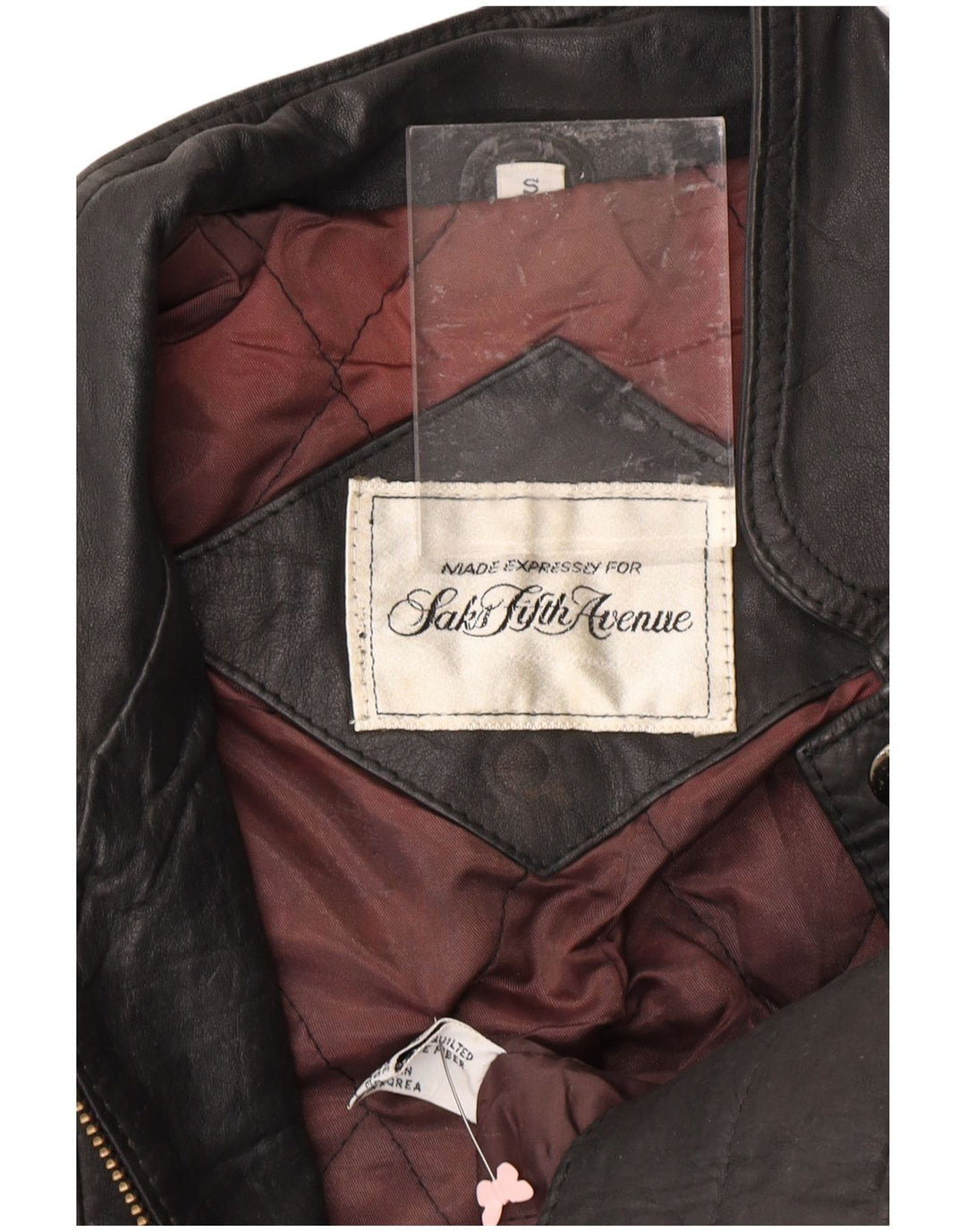 Gilet in pelle da uomo SAKS FIFTH AVENUE UK 36 piccolo in pelle nera