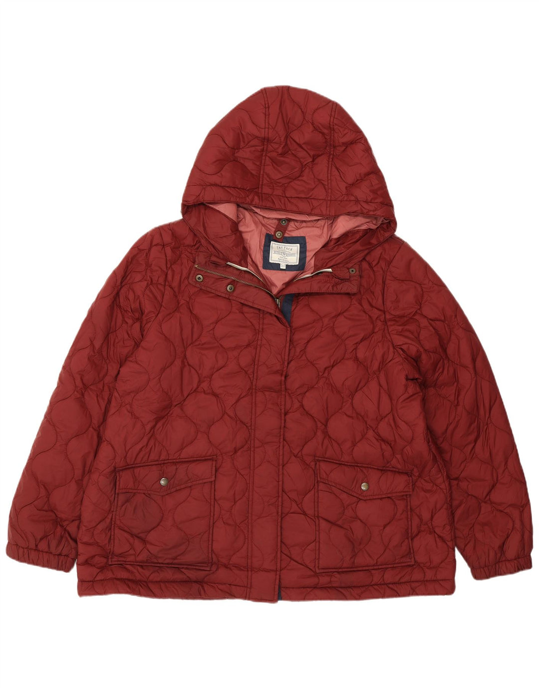 FAT FACE Giacca trapuntata con cappuccio da donna UK 20 2XL Poliestere bordeaux