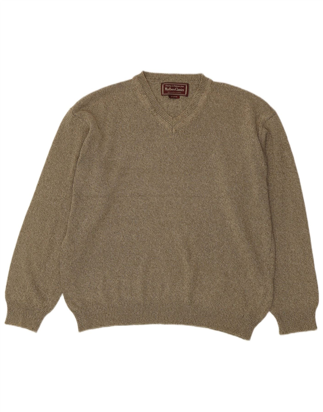 Marlboro Classics Maglione da uomo con scollo a V XL in cotone marrone