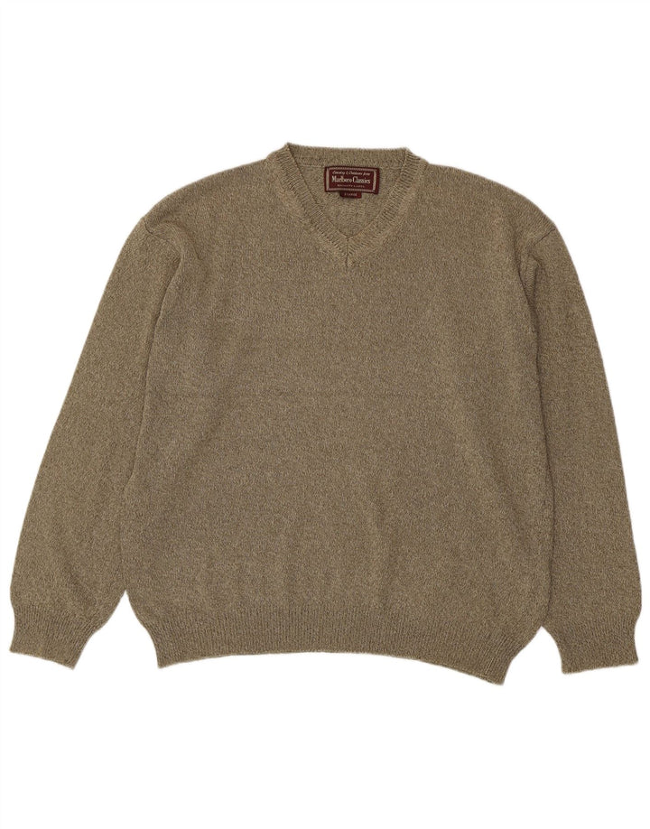 Marlboro Classics Maglione da uomo con scollo a V XL in cotone marrone