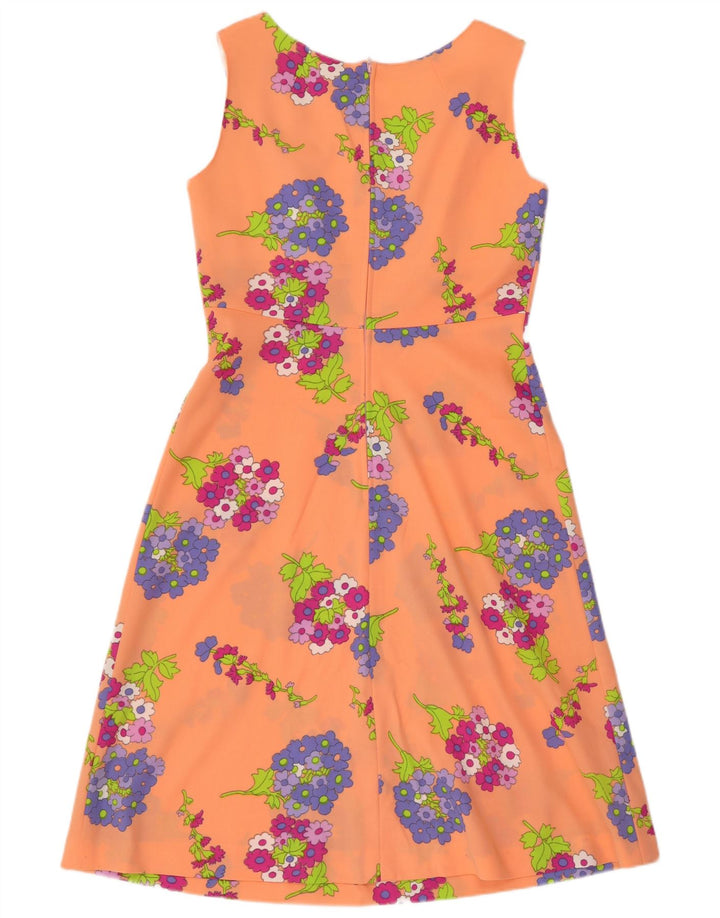 Abito a trapezio senza maniche da donna C & A EU 42 Grande poliestere floreale arancione