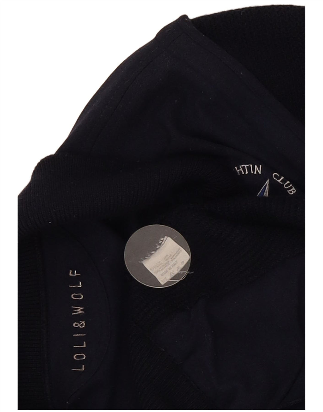 Loli Wolf Maglione cardigan da yachting da uomo in lana color block medio blu navy