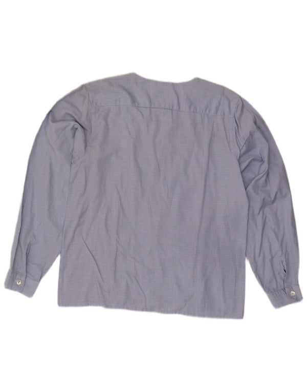 Camicetta camicia vintage da donna US 3 piccolo pied de poule blu