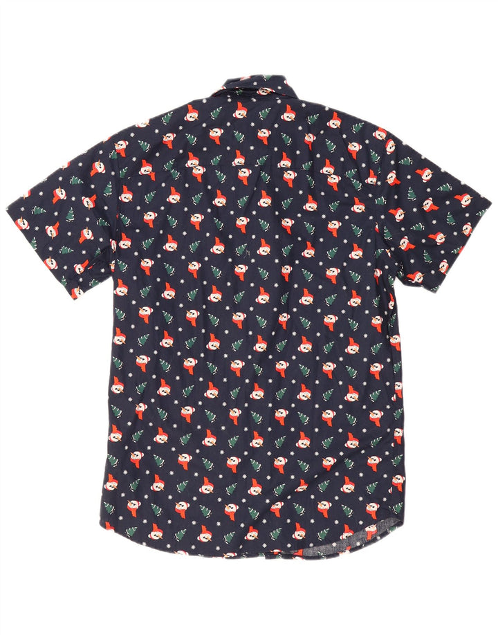 Camicia da uomo con motivo astratto Jack & Jones piccola blu navy natalizia