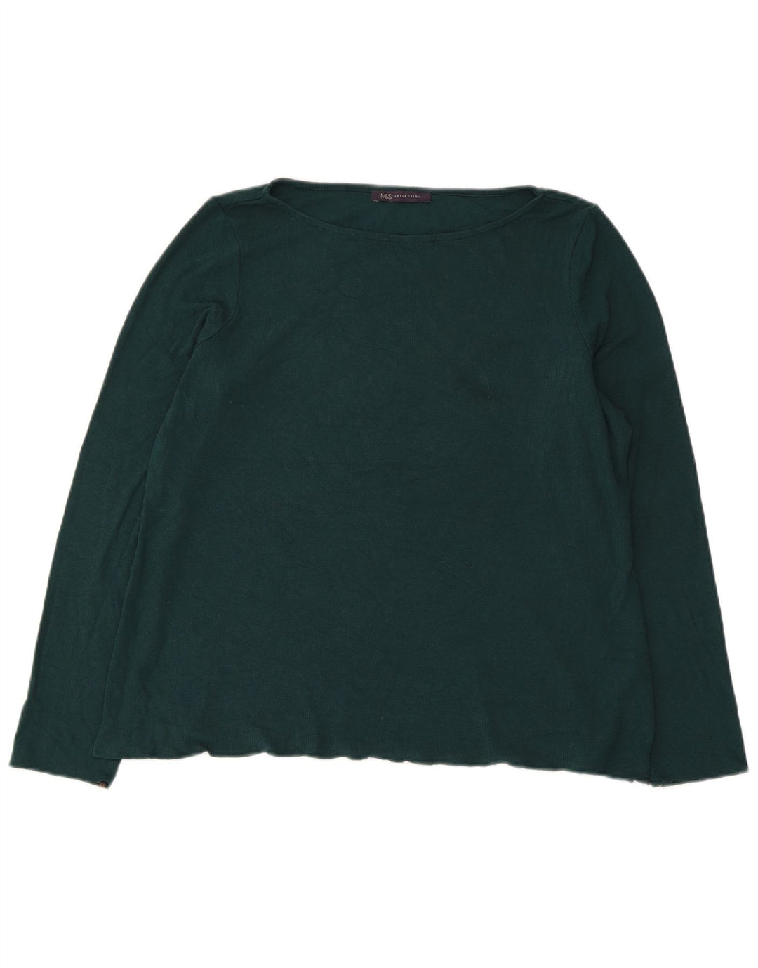 Top manica lunga da donna Marks & Spencer UK 18 XL verde acrilico