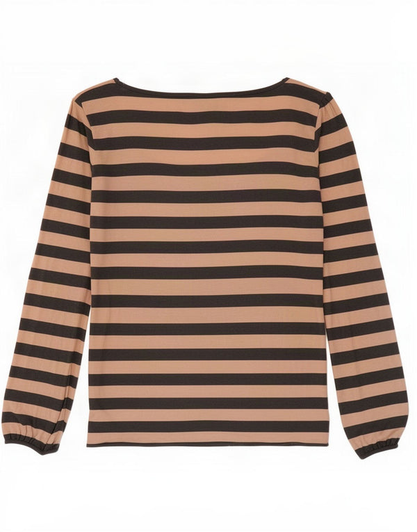 Massimo Dutti Top da donna a maniche lunghe UK 10 Small in viscosa a righe rosa