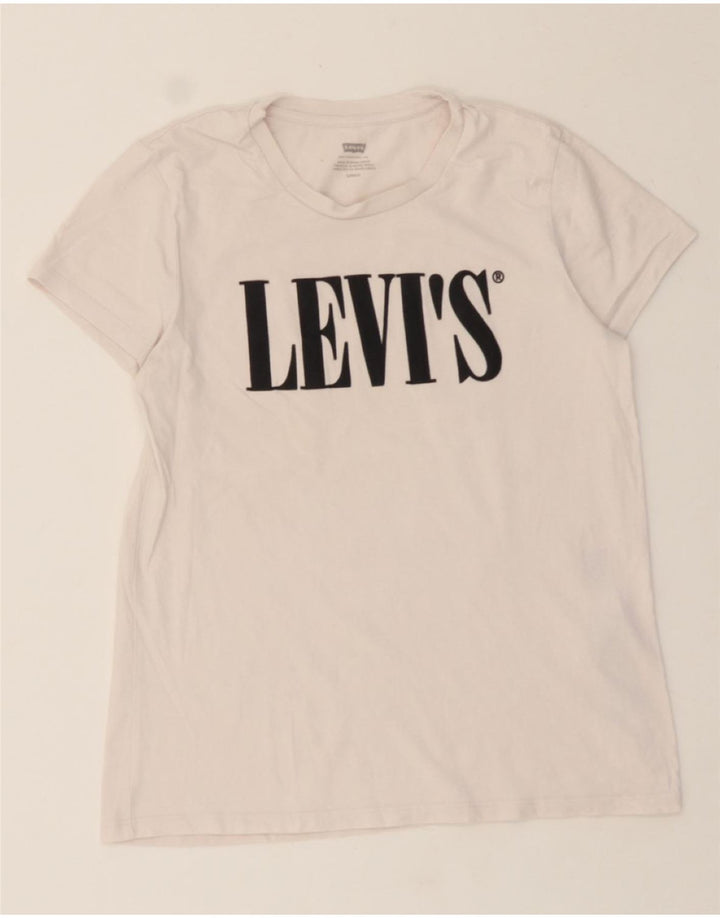 LEVI'S Womens Graphic T-Shirt Top UK 10 Small White Cotton Vintage Levi's and Second-Hand Levi's from Messina Hembry 